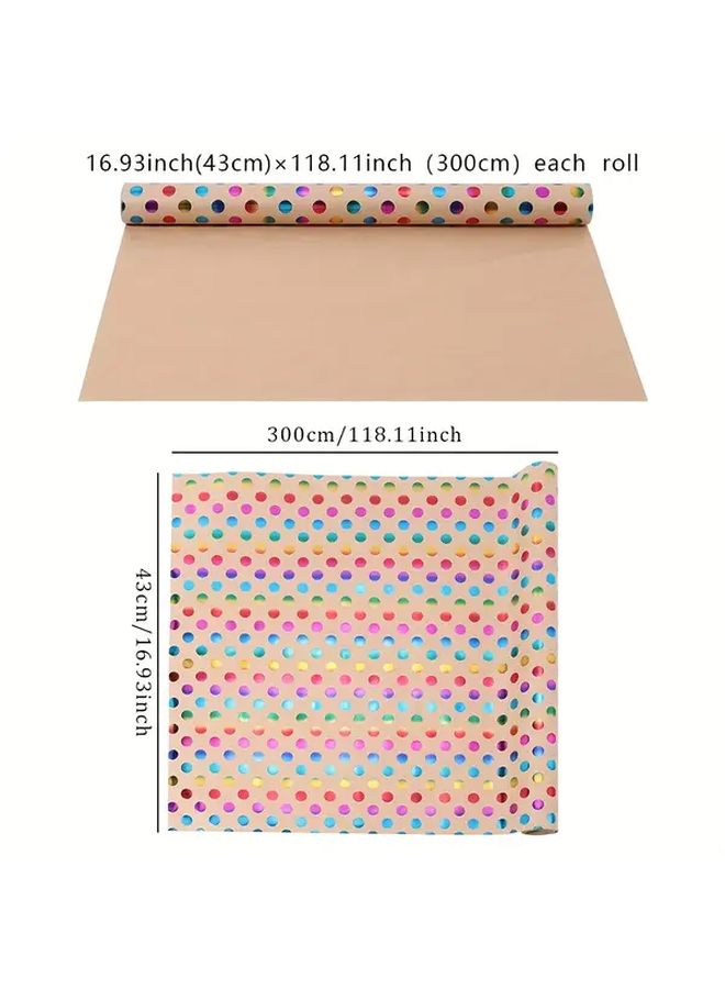 1 Roll Extra Long Gift Wrap Paper 16.9x118 Inches Large Size Multicolor Polka Dots Pink Blue Golden Green Purple Red Orange Yellow Smooth Texture For Birthday Wedding Party Decorations Crafts Gift Wrapping Scrapbooking Festive Decorations Gradient Design Premium Quality Decorative Wrap DIY Enthusiasts - Image 3