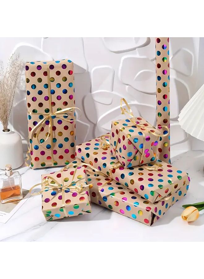 1 Roll Extra Long Gift Wrap Paper 16.9x118 Inches Large Size Multicolor Polka Dots Pink Blue Golden Green Purple Red Orange Yellow Smooth Texture For Birthday Wedding Party Decorations Crafts Gift Wrapping Scrapbooking Festive Decorations Gradient Design Premium Quality Decorative Wrap DIY Enthusiasts - Image 5