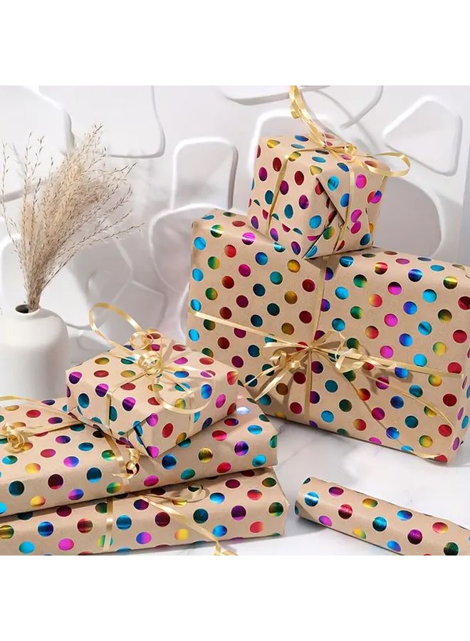 1 Roll Extra Long Gift Wrap Paper 16.9x118 Inches Large Size Multicolor Polka Dots Pink Blue Golden Green Purple Red Orange Yellow Smooth Texture For Birthday Wedding Party Decorations Crafts Gift Wrapping Scrapbooking Festive Decorations Gradient Design Premium Quality Decorative Wrap DIY Enthusiasts - Image 4