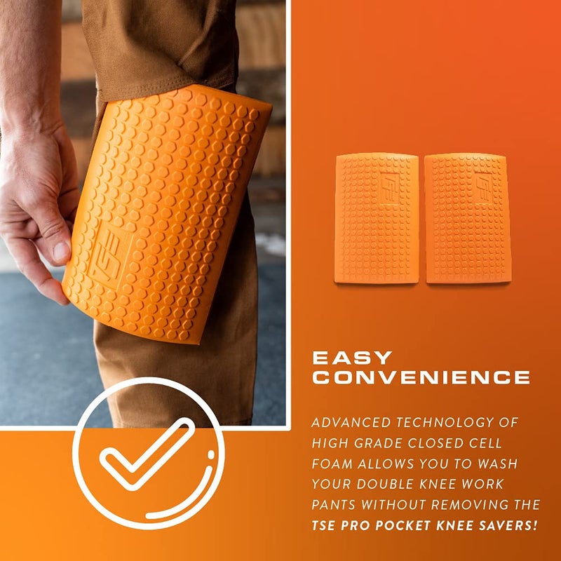 TSE Safety TSE-PPKS TSE-PRO Heavy Duty Padding Pocket Knee Savers with Extra Thick Foam Cushion, Soft Inner Liner, Adjustable One Size, Hi-Viz Orange - Image 2