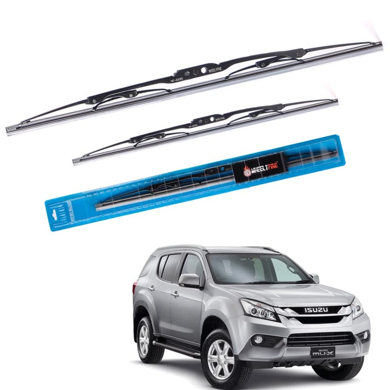 Wheelyfine Windshield Car Wiper Blades Metal Frame Water Repellant Cleaning Wiper Blades Refills Best for Isuzu Mu-X (2013 Onwards) Dr 21"/Pa 19" - Image 1