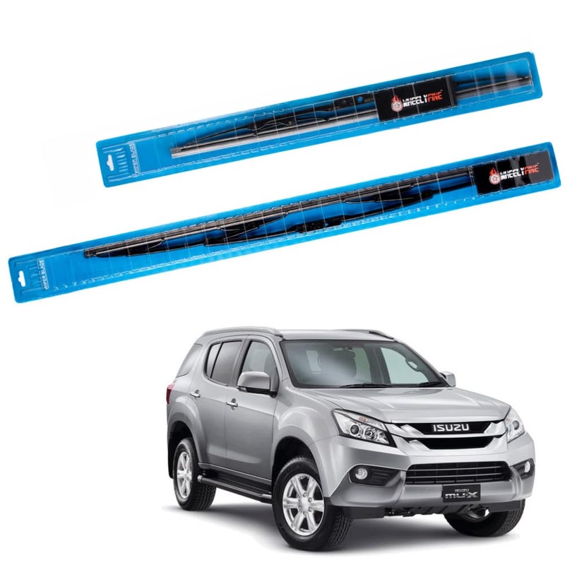 Wheelyfine Windshield Car Wiper Blades Metal Frame Water Repellant Cleaning Wiper Blades Refills Best for Isuzu Mu-X (2013 Onwards) Dr 21"/Pa 19" - Image 2