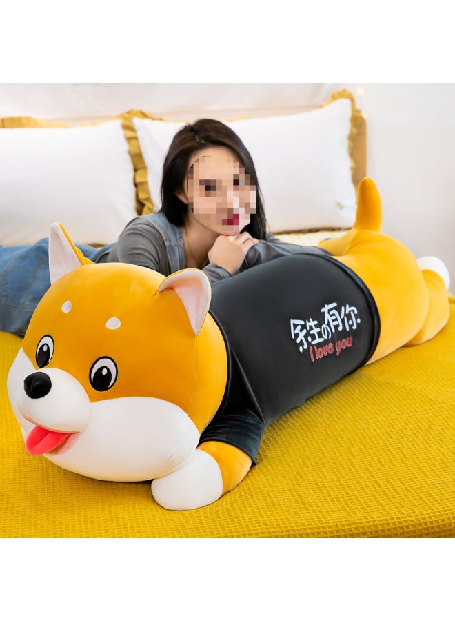 Husky Plush Toy Dog Chai Dog Bed Doll Long Pillow For Girls Sleeping Boys Clip Legs Birthday Gift-Specifications:1.3m -Color:Light Yellow (happy Every Day) - Image 5