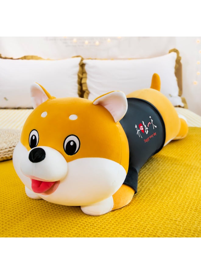 Husky Plush Toy Dog Chai Dog Bed Doll Long Pillow For Girls Sleeping Boys Clip Legs Birthday Gift-Specifications:1.3m -Color:Light Yellow (happy Every Day) - Image 1
