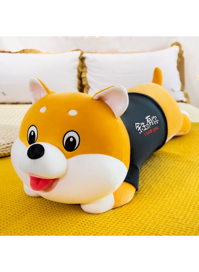 Husky Plush Toy Dog Chai Dog Bed Doll Long Pillow For Girls Sleeping Boys Clip Legs Birthday Gift-Specifications:1.3m -Color:Light Yellow (happy Every Day) - Image 2