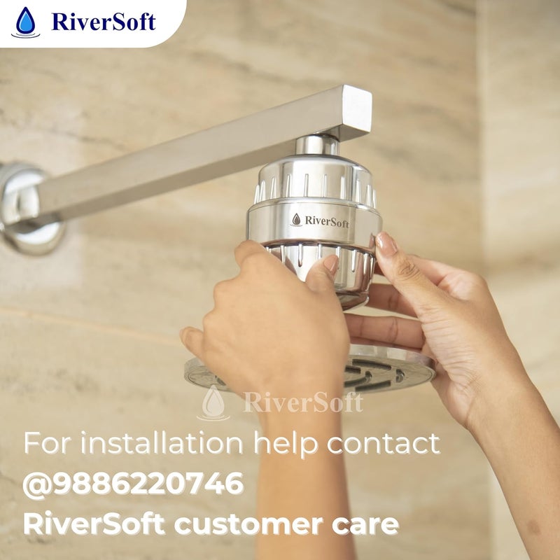 RiverSoft SF-15 PRO (pack of 2) shower and tap filter for hard water with 15 stage | Water Softener for Bathroom | Hard Water Filter (Pack of 2, Chrome) - Image 5