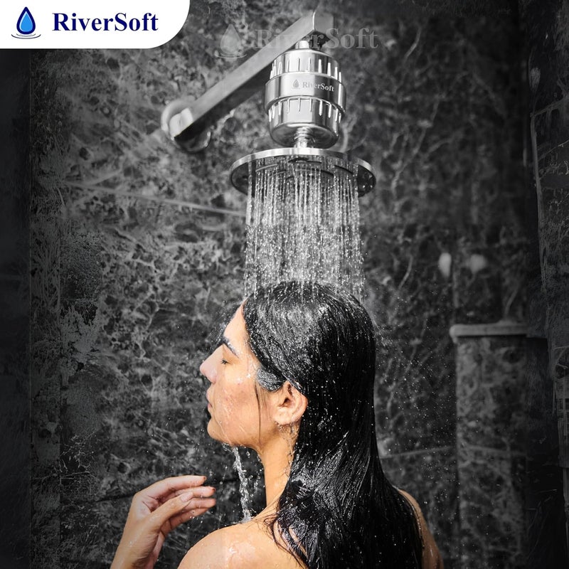 RiverSoft SF-15 PRO (pack of 2) shower and tap filter for hard water with 15 stage | Water Softener for Bathroom | Hard Water Filter (Pack of 2, Chrome) - Image 4