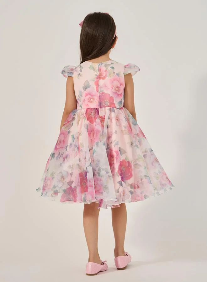 Styli Floral Organza Party Dress