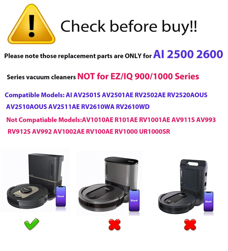 JoyBros Replacement Parts for Shark AI AV2511AE AV2501S AV2610WA AV2501AE RV2502AE RV2610WA UR2500SR RV2520 AV2510 Accessories Kit with Main Roller Brush Filters Foam/Primary Filter Sweep Triple Side Brushes - Image 2