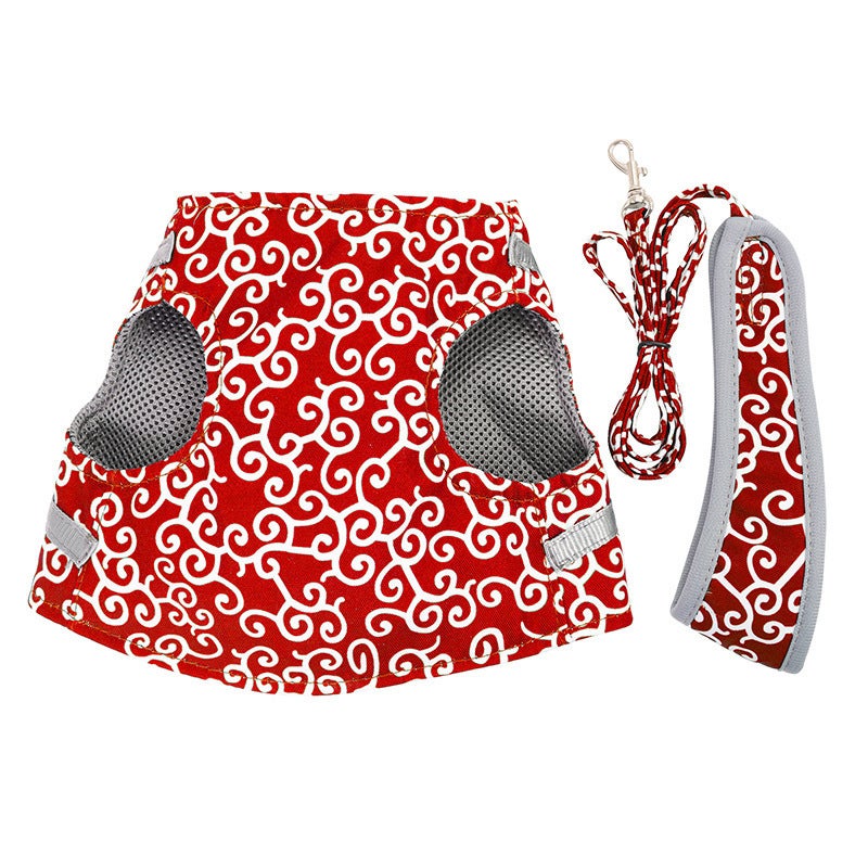 Generic Hot-selling Cat Traction Rope Chest Strap Cat Vest Style Clothes Japanese Style Anti-break-free Cat Dog Chain Walking Rope Red