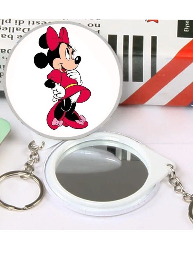 Circular keychain with cartoon design Titty Mouse wonderful key chain with reflective mirror on the back suitable for car keys bags and wallets beautiful gift