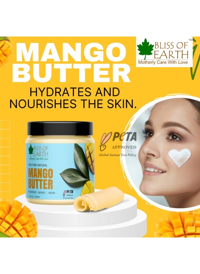 BLISS OF EARTH Deodorised Indian Mango Butter For Face Skin Hair and DIY 3x100GM Pack Of 3 - Image 2