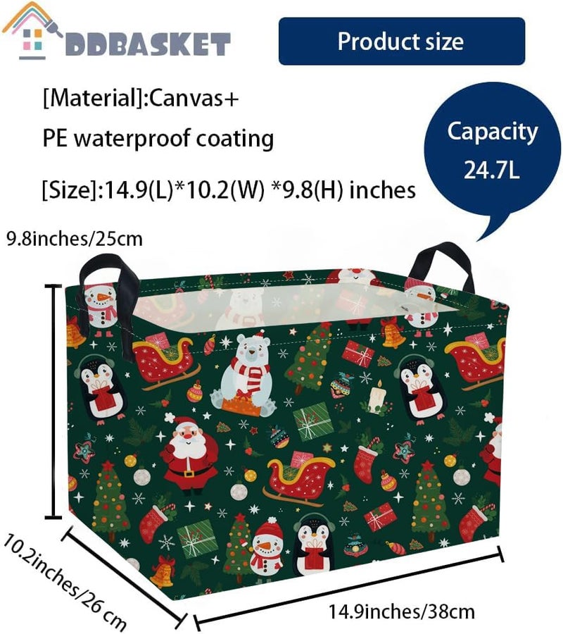 DDBASKET Rectangle Christmas Baskets Animal Basket Cute Storage Bin Organizer Box for Room Decor Gift Basket(Animal Christmas) - Image 2