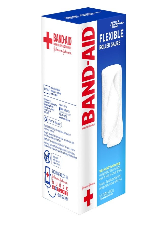 Band-Aid Band Aid Brand of First Aid Products Flexible Rolled Gauze Dressing for Minor Wound Care, Soft Padding and Instant Absorption, 4 Inches by 2.5 Yards, 3 Pack - Image 3