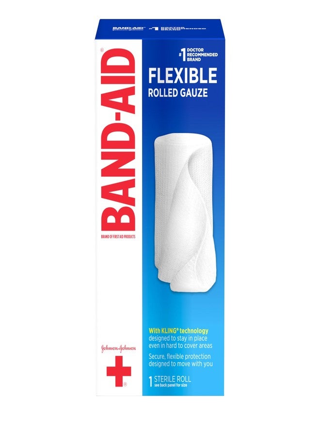 Band-Aid Band Aid Brand of First Aid Products Flexible Rolled Gauze Dressing for Minor Wound Care, Soft Padding and Instant Absorption, 4 Inches by 2.5 Yards, 3 Pack - Image 1