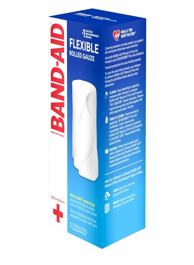 Band-Aid Band Aid Brand of First Aid Products Flexible Rolled Gauze Dressing for Minor Wound Care, Soft Padding and Instant Absorption, 4 Inches by 2.5 Yards, 3 Pack - Image 4
