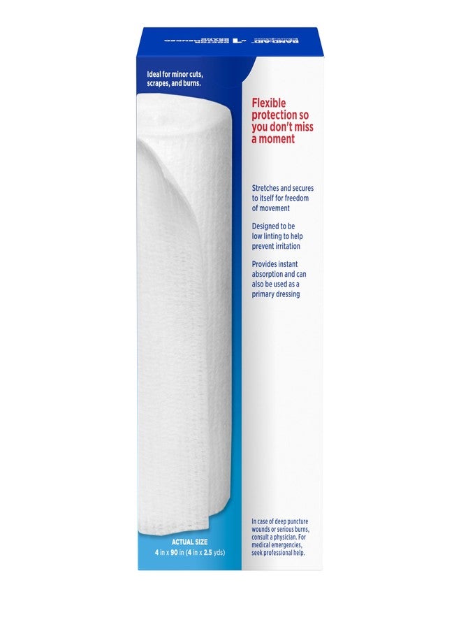 Band-Aid Band Aid Brand of First Aid Products Flexible Rolled Gauze Dressing for Minor Wound Care, Soft Padding and Instant Absorption, 4 Inches by 2.5 Yards, 3 Pack - Image 5