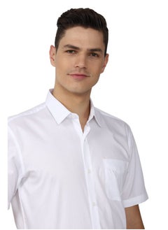 Peter England Peter England Men's Solid Regular Fit Shirt (PESHMNUB750415_White 44)  - Image 4