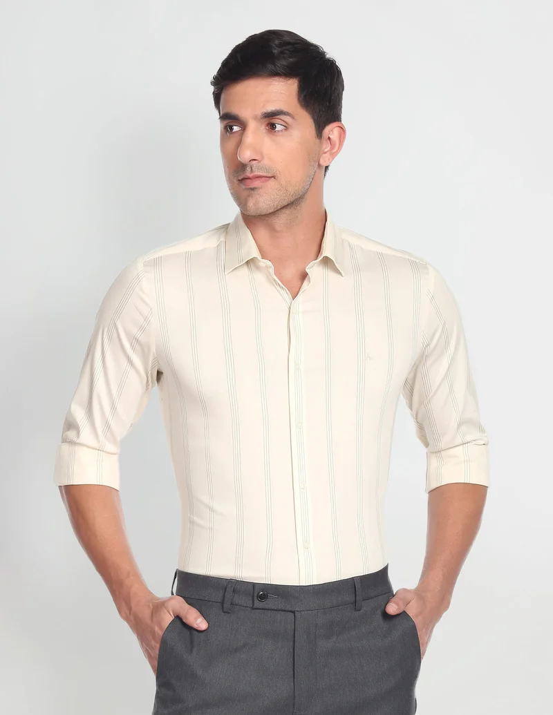 Arrow  Cutaway Collar Vertical Stripe Shirt for Men | Best Price UAE