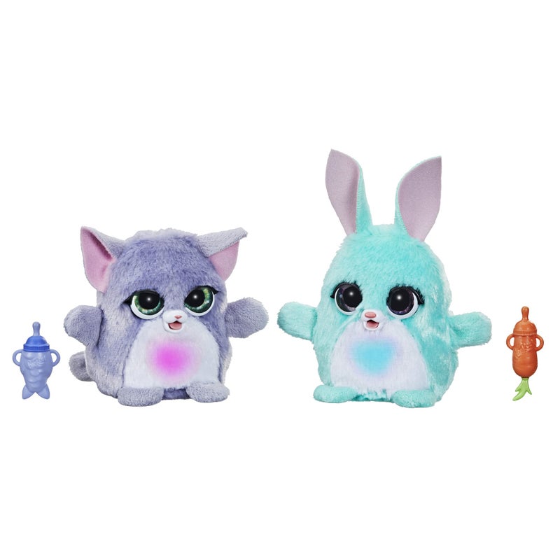 FurReal Fuzzalots Kitty and Bunny Color Change Interactive Feeding Toy, Lights and Sounds, Ages 4 and Up - Image 1