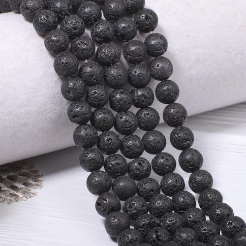 NITOPUPU 200Pcs 4mm Natural Black Volcanic Lava Gemstone Beads Round Loose Stone Beads for Jewerly Making with Crystal Stretch Cord - Image 3