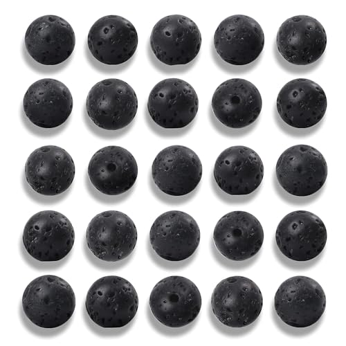 NITOPUPU 200Pcs 4mm Natural Black Volcanic Lava Gemstone Beads Round Loose Stone Beads for Jewerly Making with Crystal Stretch Cord - Image 1