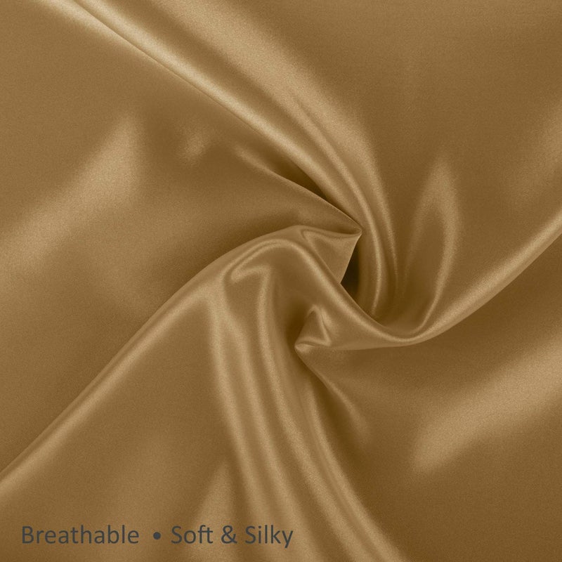 SHOPBEDDING ShopBedding Luxury Satin Pillowcase for Hair - Queen Satin Pillowcase with Zipper  Gold (2 per Pack) - Blissford  - Image 4