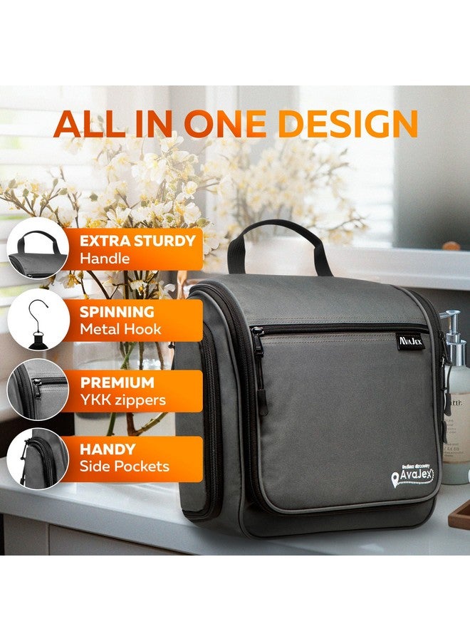 AvaJex Travel Toiletry Bag For Men And Women Large Hanging Toiletry Organizer Waterproof Hygiene Bag With Metal Xxl Swivel Hook, With Ykk Zippers And 19 Compartments For Toiletries, Makeup, Cosmetics - Image 2