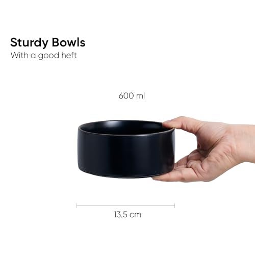 Shay Ceramic Cereal Bowl Set, 15cm, 2 Pieces, Black | Matte Finish | Ceramic Serving Bowls | Ceramic Bowl (Japandi Cereal Bowl Set of 2 - Black) - Image 3