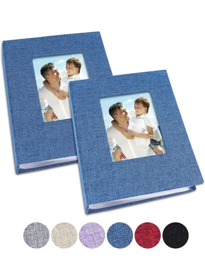 Vienrose Small Photo Album 4x6 Photos, 2 Pack Linen Cover Mini Photo Book - Image 1
