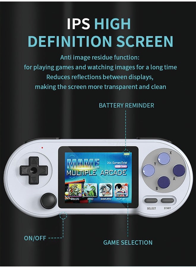 SF2000 Handheld Game Console, 3-inch IPS HD Screen Portable Handheld Nostalgic Arcade Retro Game Machine, 1500mAh Battery, Built-in 6000Games, Support 7 Emulators