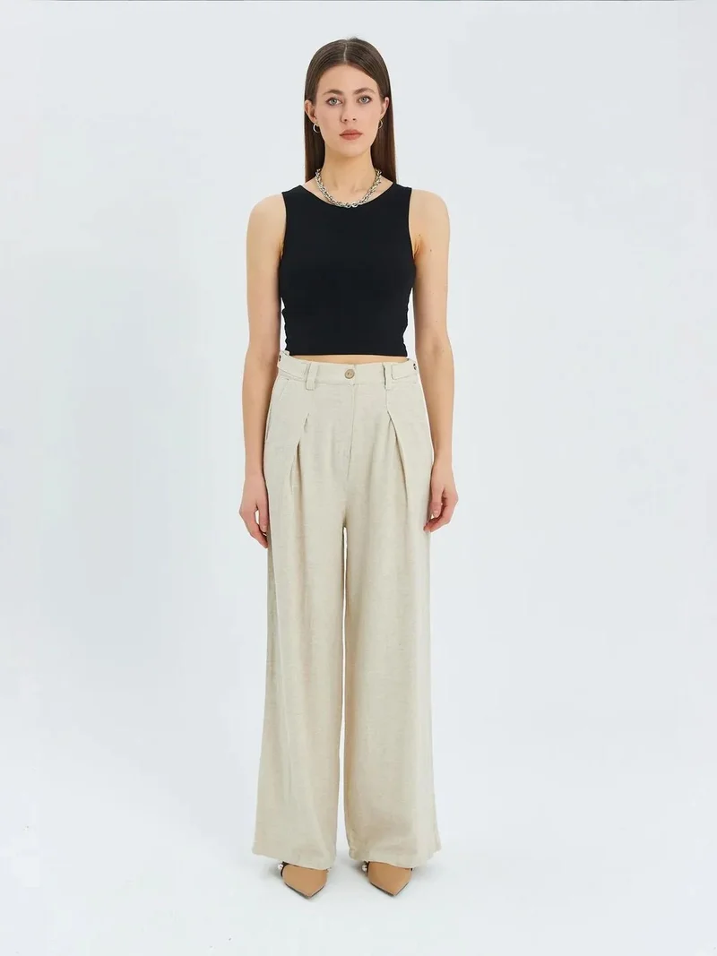 MixRay Mixray High Waist Pleated Palazzo Pants