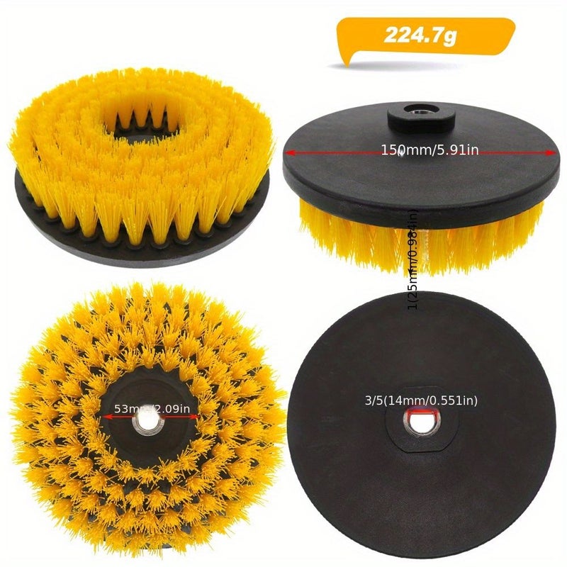 6 Inch Yellow Power Scrubber Drill Brush M14 Thread for Carpet Kitchen Bathroom - Image 2