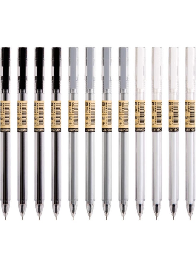 Deli 0.38Mm Leshu Full Needle Tube Gel Pen, 12 Black Pens, A025B-01 - Image 1