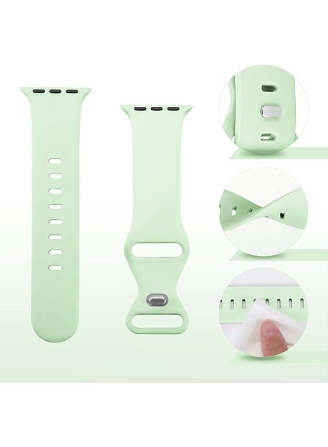 Bands Compatible with Apple Watch Ultra 49mm 45mm 44mm 42mm 41mm 40mm, Replacement Soft Silicone Strap for iWatch Ultra/Ultra 2 Series SE SE2 9 8 7 6 5 4 3 2 1 –  light green - Image 5