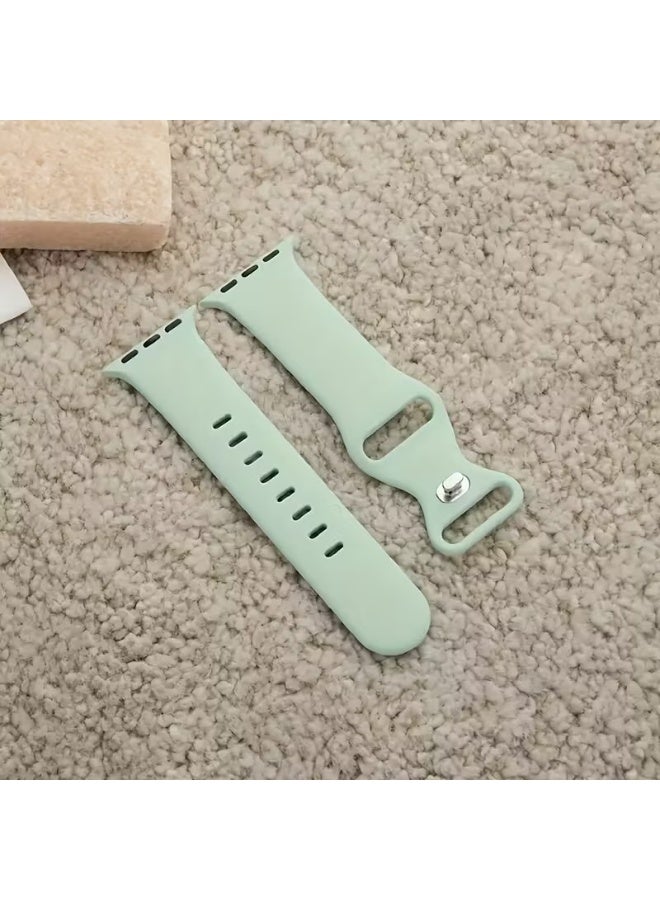 Bands Compatible with Apple Watch Ultra 49mm 45mm 44mm 42mm 41mm 40mm, Replacement Soft Silicone Strap for iWatch Ultra/Ultra 2 Series SE SE2 9 8 7 6 5 4 3 2 1 –  light green - Image 3