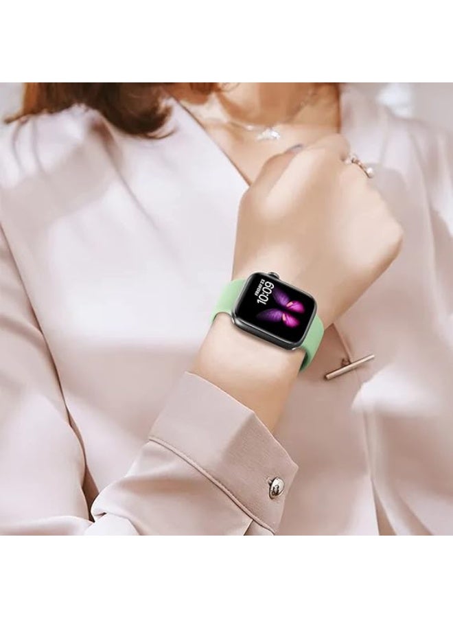 Bands Compatible with Apple Watch Ultra 49mm 45mm 44mm 42mm 41mm 40mm, Replacement Soft Silicone Strap for iWatch Ultra/Ultra 2 Series SE SE2 9 8 7 6 5 4 3 2 1 –  light green - Image 4