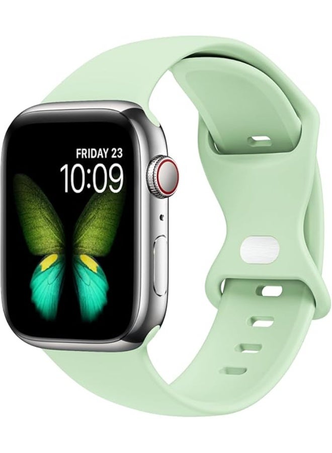 Bands Compatible with Apple Watch Ultra 49mm 45mm 44mm 42mm 41mm 40mm, Replacement Soft Silicone Strap for iWatch Ultra/Ultra 2 Series SE SE2 9 8 7 6 5 4 3 2 1 –  light green - Image 1