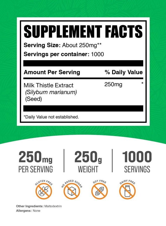 BulkSupplements Pure Milk Thistle Extract Powder 250 grams (8.8 oz) Powder - Image 2