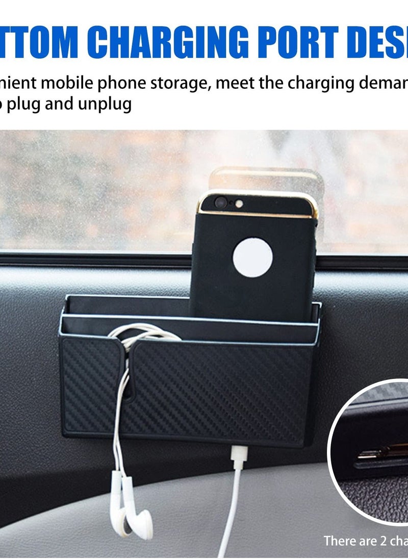 Excefore - Car Seat Gap Storage Box, Multifunctional Center Console Organizer with Mobile Phone Holder and Glasses Storage (Black) - Image 1