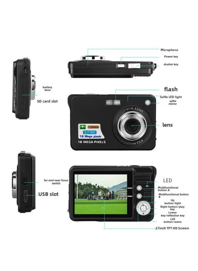Generic 4800MP HD CCD Digital Camera Student Photography Machine Card Selfie Video Recorder Popular Web Red Camera Normal Digital Camera-Body Color:K09 Silver (no Memory)  - Image 2