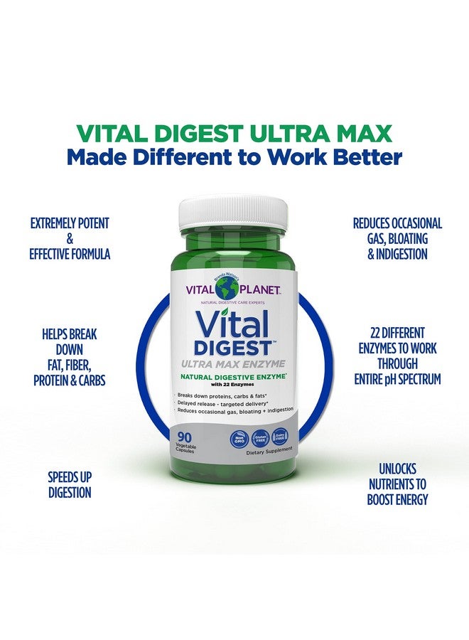 Vital Planet Vital Digest Natural Digestive Enzyme Supports The Breakdown Of Proteins Fats And Carbohydrates And Reduces Occasional Gas Bloating And Indigestion 90 Capsules - Image 3