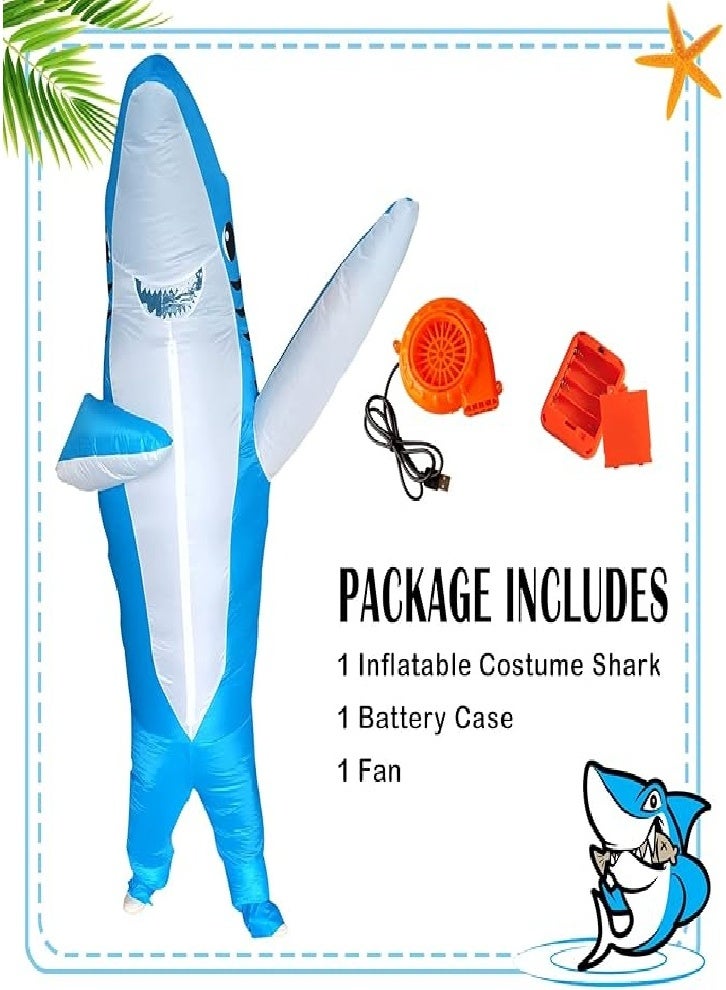 Adult (children) inflatable shark costume funny costume fantasy role play inflatable costume (blue suitable for 150-190cm) - Image 4