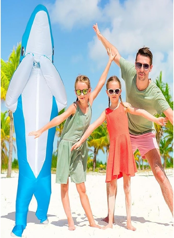Adult (children) inflatable shark costume funny costume fantasy role play inflatable costume (blue suitable for 150-190cm) - Image 5