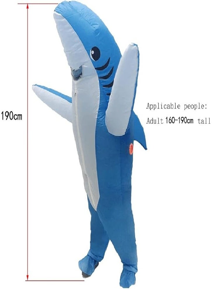 Adult (children) inflatable shark costume funny costume fantasy role play inflatable costume (blue suitable for 150-190cm) - Image 2