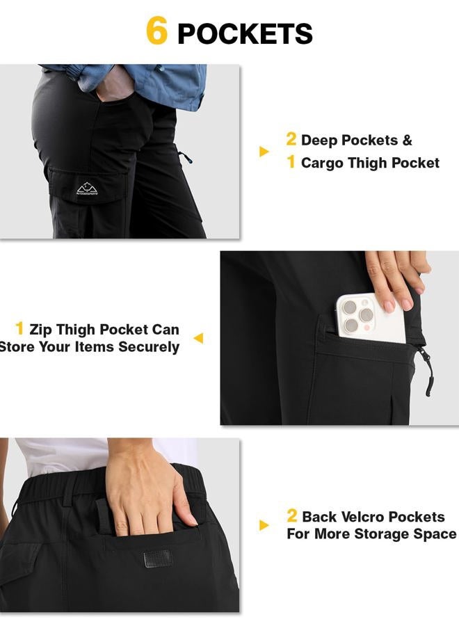 TBMPOY Women's Hiking Cargo Pants Lightweight Water Resistant Quick Dry Fishing Camping Travel Work Pant with 6 Pockets, Black, 3XL - Image 5