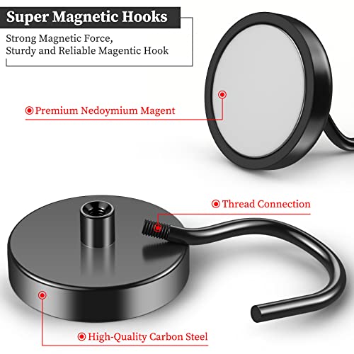 Grtard Magnetic Hooks Heavy Duty, 110 lbs Strong Magnet Hook for Cruise Cabins, Large Magnetic Hooks, Magnets with Hooks for Hanging, Cruise, Curtain, Home, Kitchen, Workplace - 4Pack - Image 3