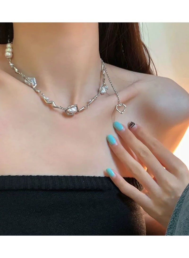 Goolsky Baroque Freshwater Pearl Necklace – Edgy Pendant for Trendy Women | Minimalist Luxury Collarbone Chain  - Image 5