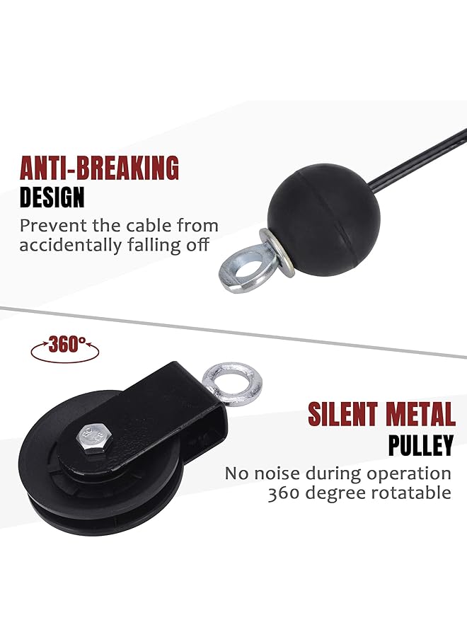 إيروريكس جهاز رياضي بنظام بكرة، معدات رياضية منزلية مع بكرة صامتة، حبل ثلاثي الرؤوس، قضيب مستقيم، كابلان، دبوس تحميل مُحسّن، 3 مشابك رفع وحزام تعليق، نظام بكرة كابل منزلي لروتين تمارين الجذع - Image 5