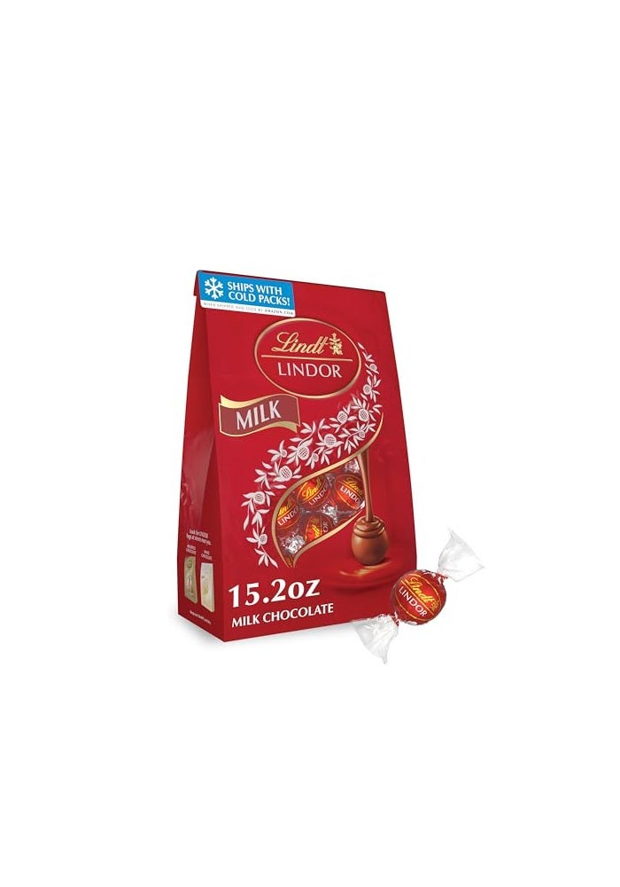 Lindt LINDOR Milk Chocolate Candy Truffles Milk Chocolate with Melting Truffle Center 152 oz Bag - Image 1